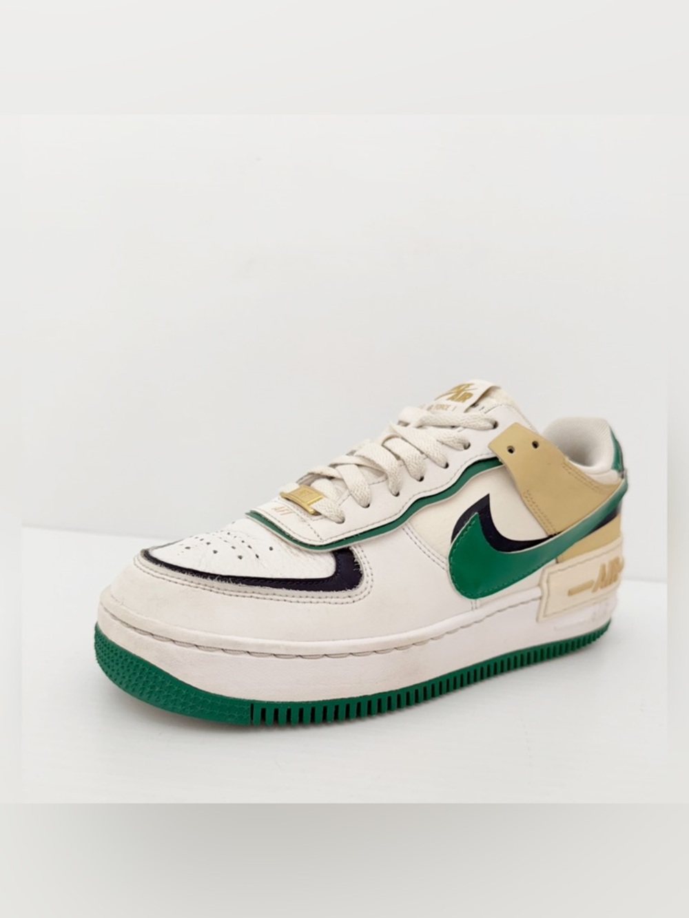Nike Air Force 1 Shadow Women's Sneakers - White/Malachite/Sesame - 8